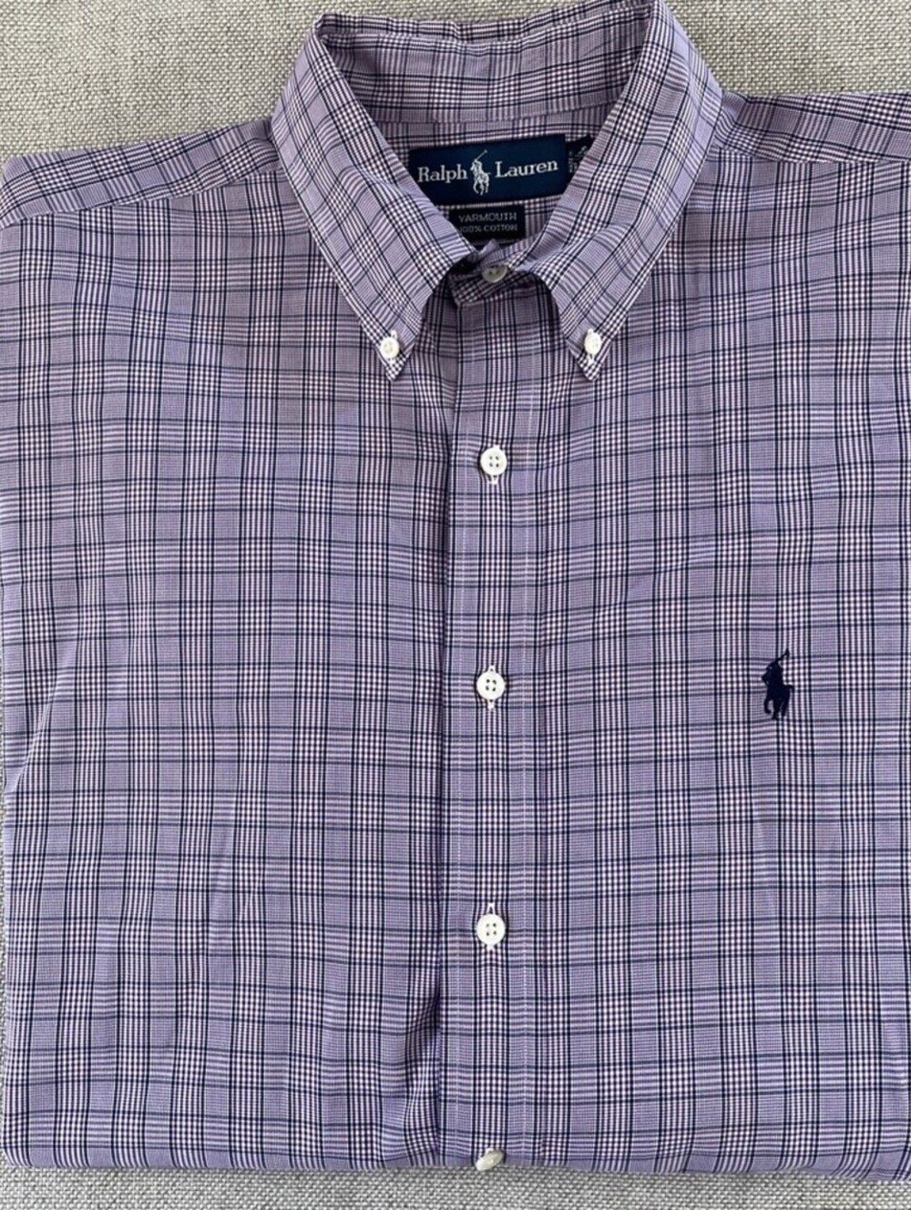 Polo Ralph Lauren Vintage Yarmouth Shirt Purple Check L